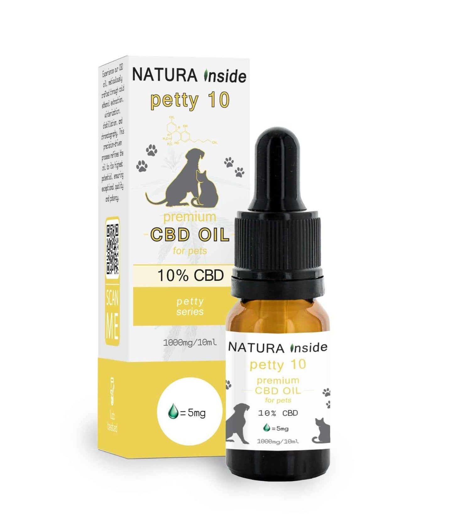 Natura Inside Premium Cannabis Oil for Pets – 90% Salmon Oil & 10% Broad CBD, Petty Series, 10ml