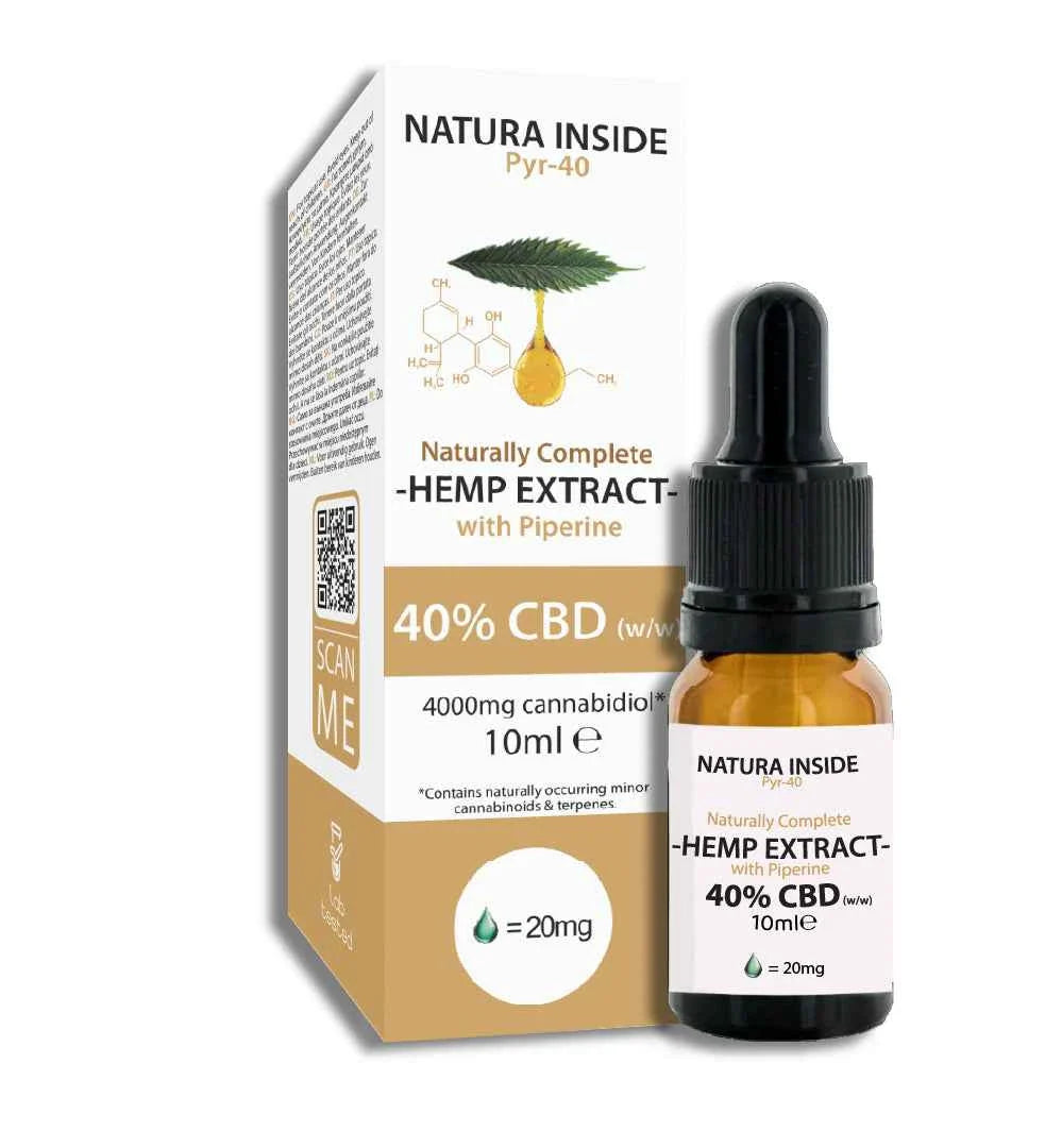 Natura Inside Full Spectrum Cannabis Oil – 40% CBD with Piperine, Pyr Series, 10ml