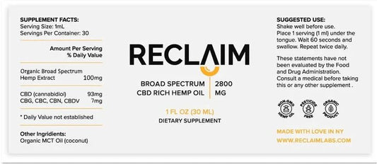 Maximum Strength 2800mg Broad Spectrum THC-Free CBD Oil